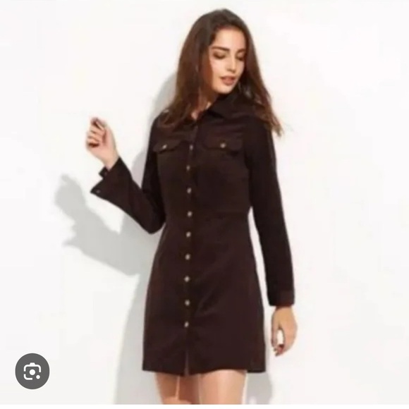 House of Harlow 1960 Dress Women XS Brown Corduroy Button Front Mini - Picture 6 of 10